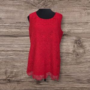 ⭐️Cleo Red Tank Top With Embroidery Overlay Size Med